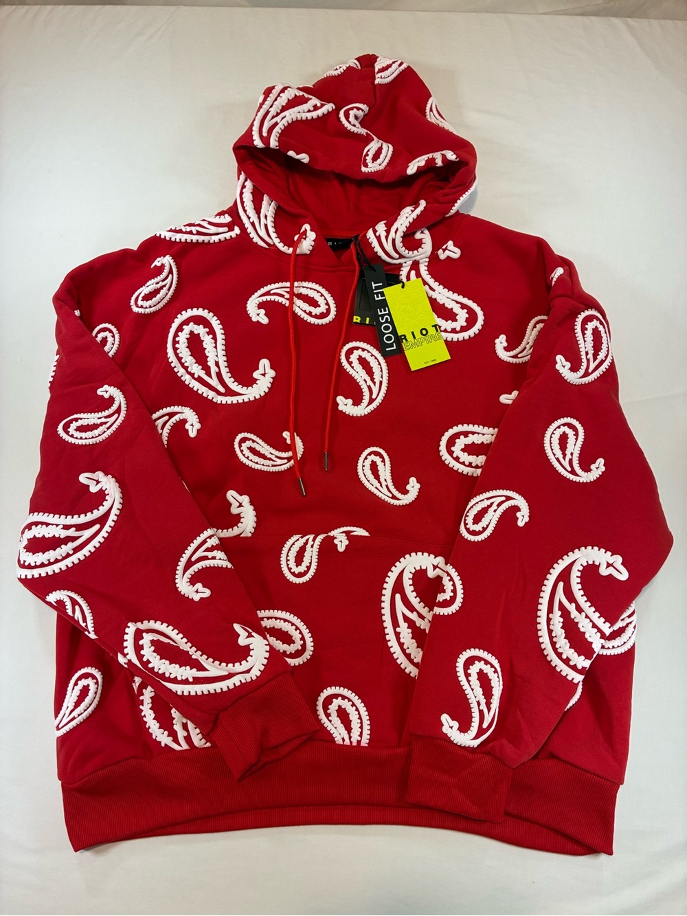 Red Paisley-Print Pullover Hoodie